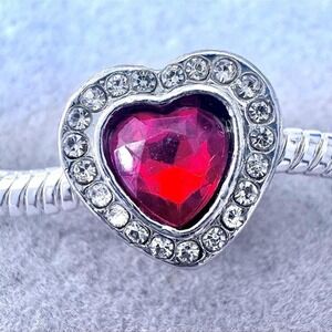 Red Heart Halo Crystal Charm fits PANDORA‎